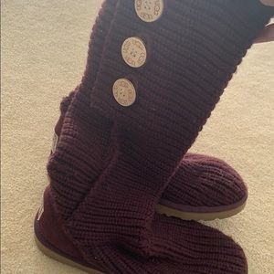 Maroon Knit Ugg Boots